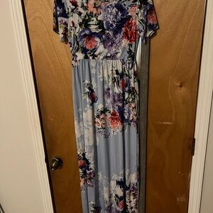 Bellamie Floral Maxi Dress in Blue and Purple